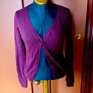 Maroon Cardigan Sweater w/ Leather Elbow Patches, size small